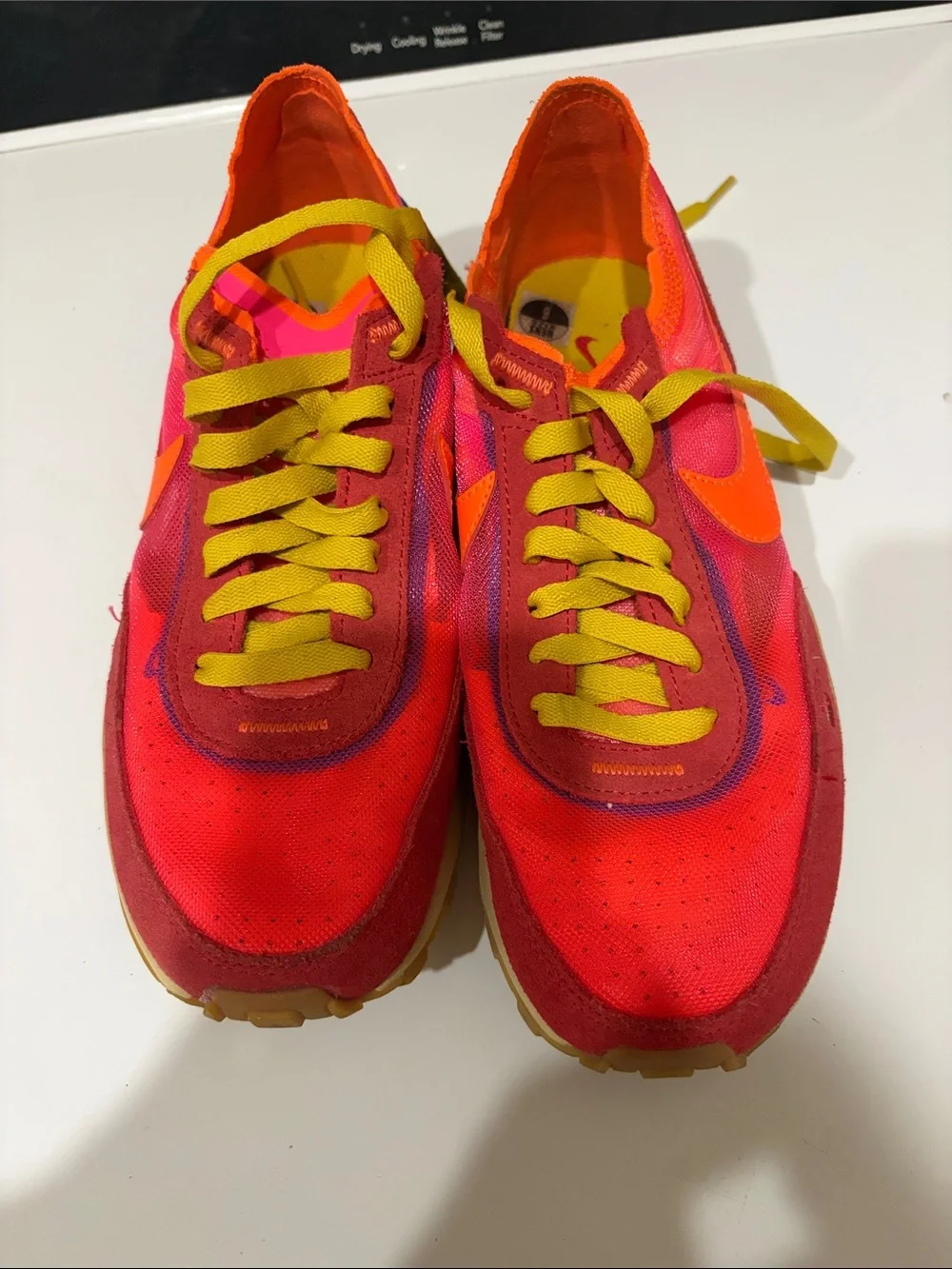 Nike Kids Bright Red & Orange Sneakers with Yellow Laces